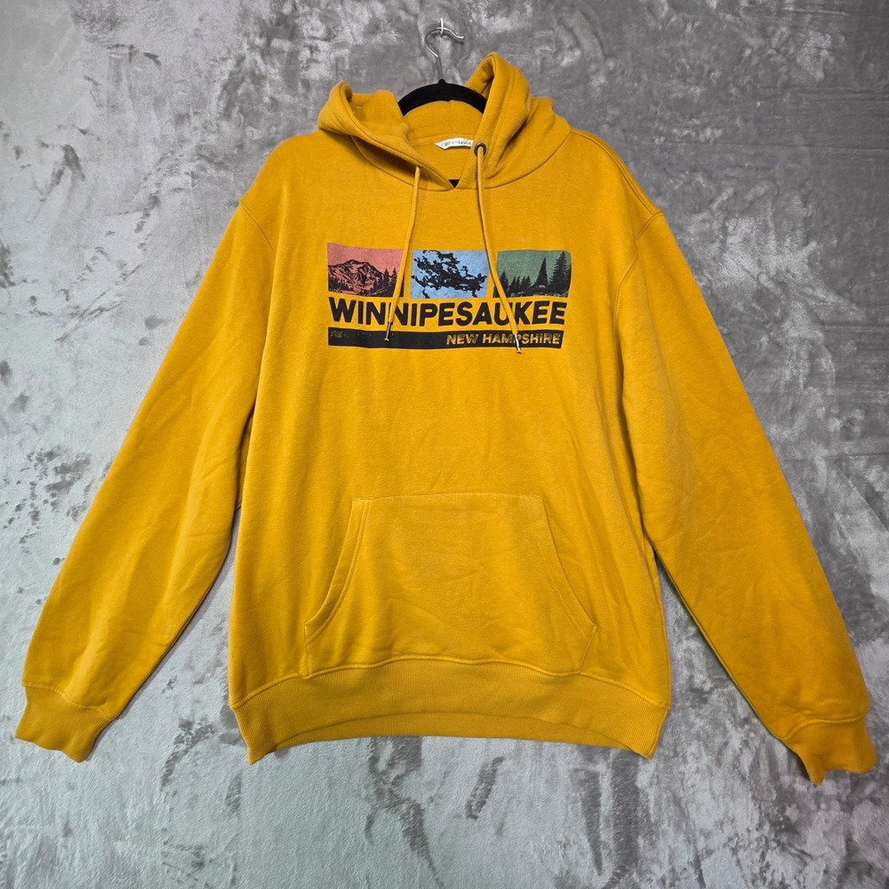 Camp David Winnipesaukee New Hampshire Hoodie Mustard Yellow Mens Large L